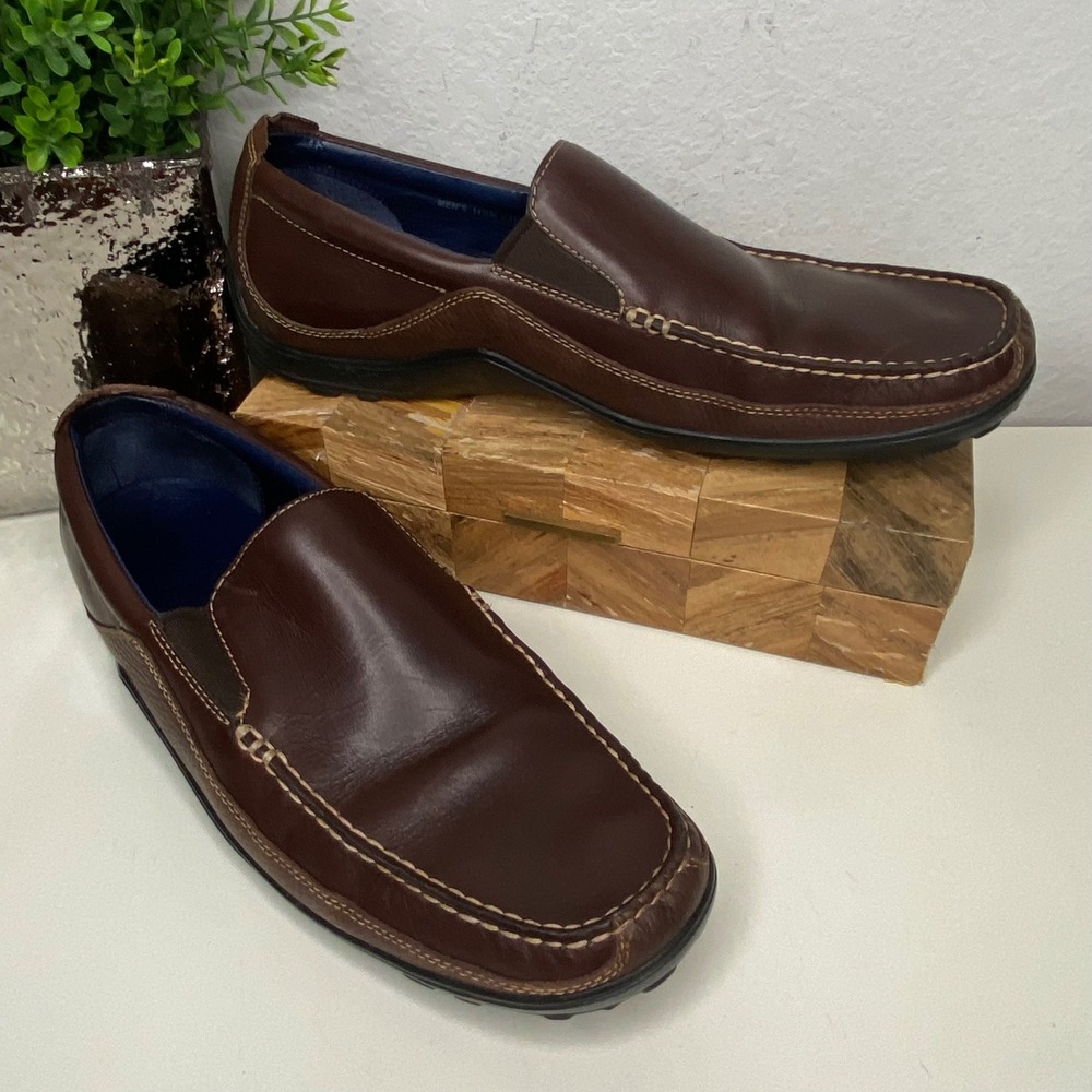 Cole Haan Tucker Slip On Moc Toe‎ Venetian Loafers Brown Leather Size 11.5